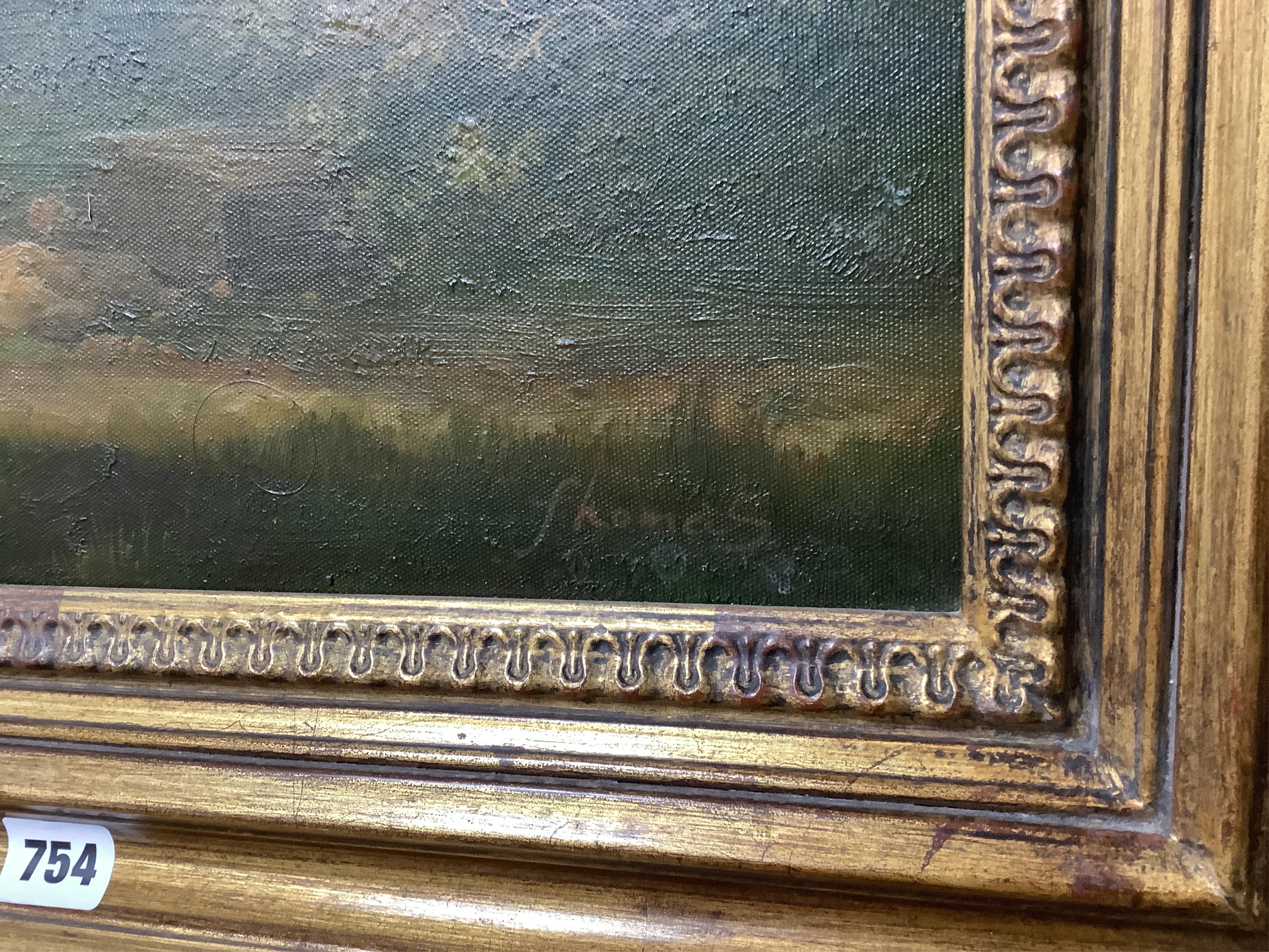 Thomas, Contemporary decorative Italianate landscape with figures, signed, oil on canvas, 77 x 100cm